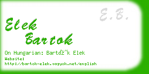elek bartok business card